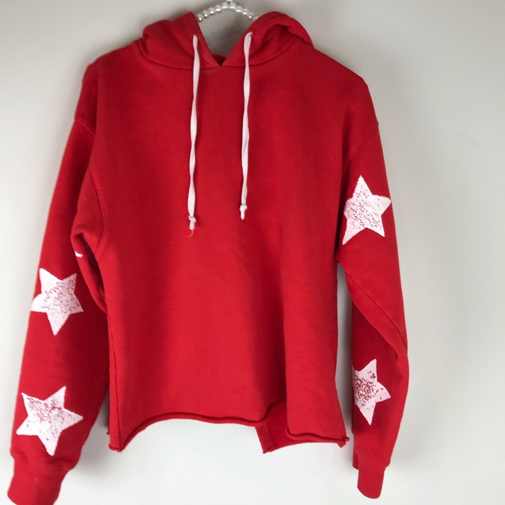 Current/Elliott cut-cropped Star fleece hoodie S - Picture 2 of 8